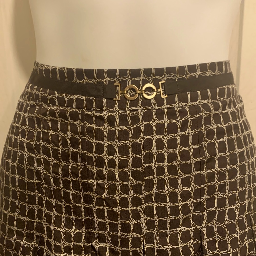 Brown/White Checkered Pleated Skirt - Picture 4 of 6